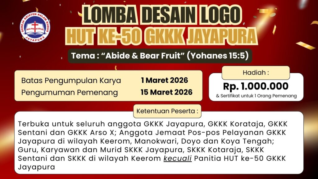 Lomba Desain Logo HUT Emas GKKK Jayapura DEADLINE 1 Maret 2026